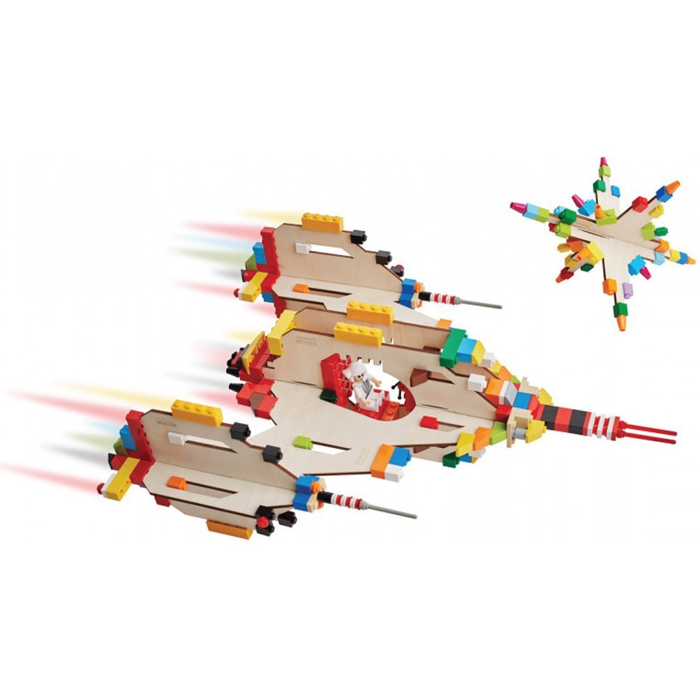 Brikkon Spaceship Design - Holzraumschiff - Bricks kompatibel